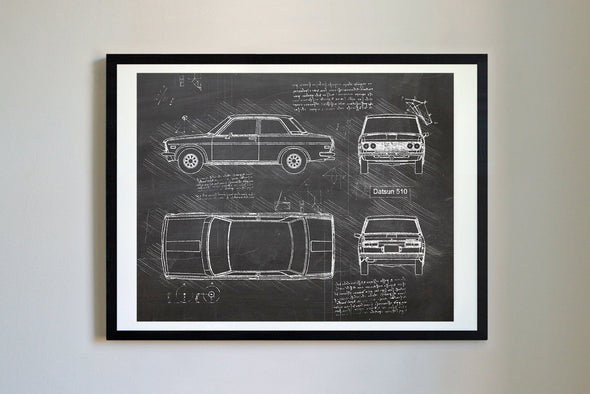 Datsun 510 (1968-73) da Vinci Sketch Art Print (#648)