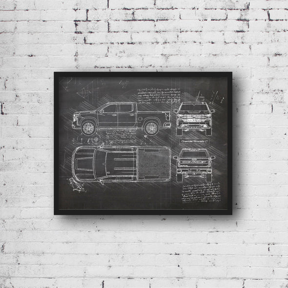 Chevrolet Silverado LT (2019-Present) da Vinci Sketch Art Print (#969)