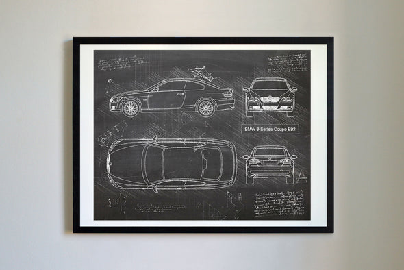 BMW 3-Series Coupe E92 (2007-11) da Vinci Sketch Art Print (#751)