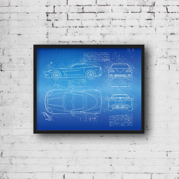 Chevrolet Corvette C6 (2004-13) da Vinci Sketch Art Print (#901)