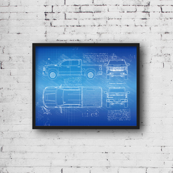 Chevrolet Silverado Z71 (2019-Present) da Vinci Sketch Art Print (#971)