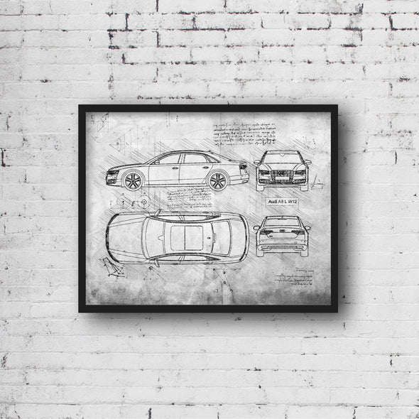 Audi A8 L W12 (2014-17) da Vinci Sketch Art Print (#872)