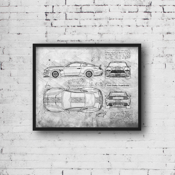 Ford Shelby SuperSnake (2020) da Vinci Sketch Art Print (#968)