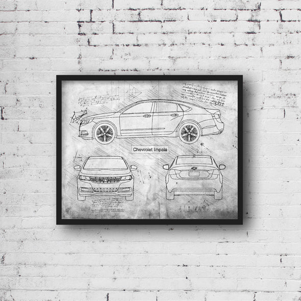 Chevrolet Impala (2014-Present) da Vinci Sketch Art Print (#898)