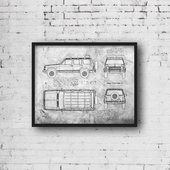 Jeep Cherokee XJ (1987-98) da Vinci Sketch Art Print (#907)