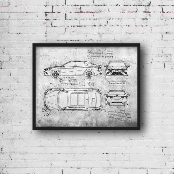 Toyota Camry XSE (2017-Present) da Vinci Sketch Art Print (#877)