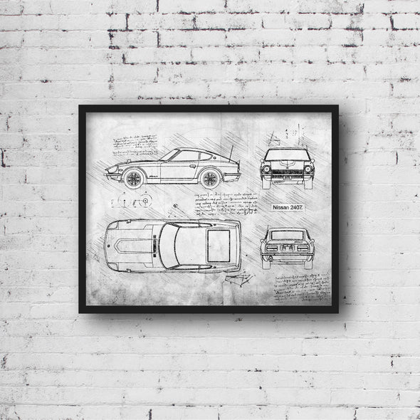 Nissan 240Z (1969-73) da Vinci Sketch Art Print (#980)