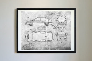 Mitsubishi Lancer Evolution IX (2005-07) da Vinci Sketch Art Print (#779)