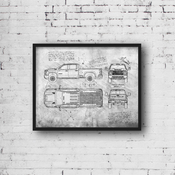 Chevrolet Silverado 2500HD Z71 (2019-Present) da Vinci Sketch Art Print (#970)