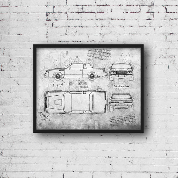 Buick Regal GNX (1987) da Vinci Sketch Art Print (#938)