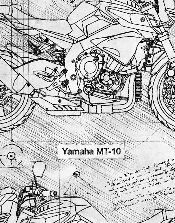 Yamaha MT-10 (2017-Present) da Vinci Sketch Art Print (#702)