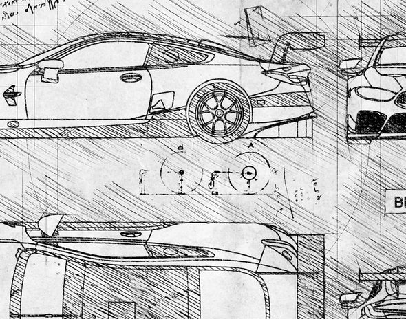 BMW M8 GTE (2018) da Vinci Sketch Art Print (#692)