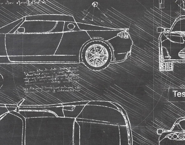 Tesla Roadster (2011) da Vinci Sketch Art Print (#689)