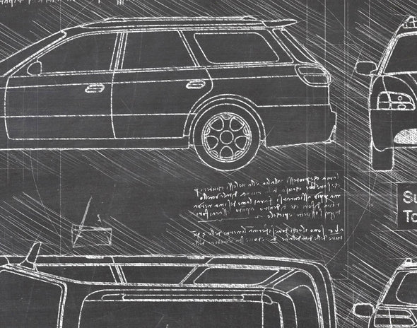 Subaru Legacy Touring Wagon (2001-04) da Vinci Sketch Art Print (#933)