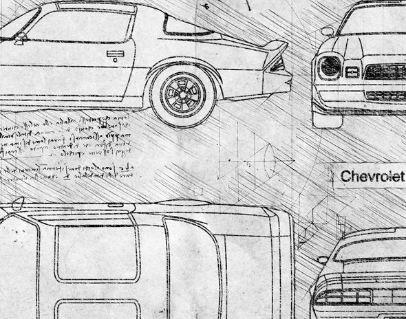 Chevrolet Camaro (1977-81) da Vinci Sketch Art Print (#858)