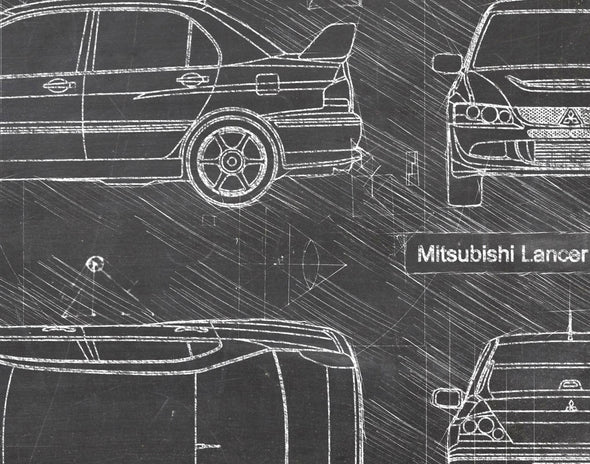 Mitsubishi Lancer Evolution VIII (2003-05) da Vinci Sketch Art Print (#615)