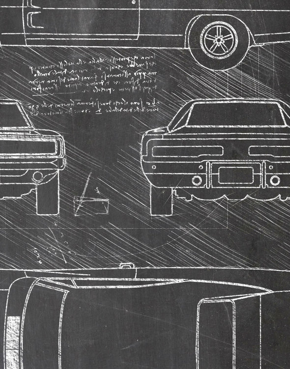 Dodge Charger (1969) da Vinci Sketch Art Print (#603)