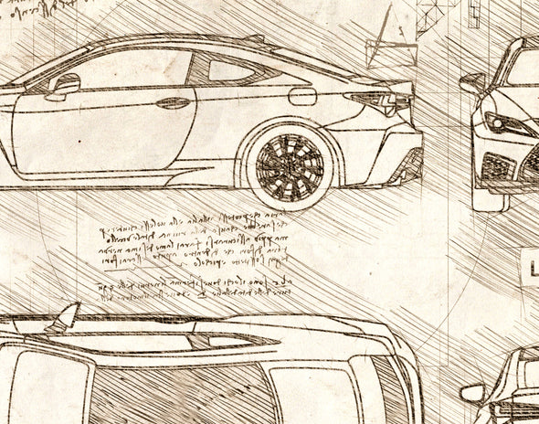 Lexus RC F (2019-Present) da Vinci Sketch Art Print (#760)