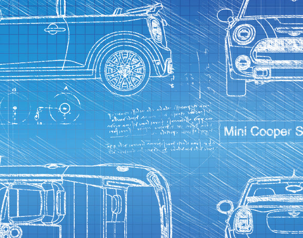 Mini Cooper S Convertible (2015-Present) da Vinci Sketch Art Print (#568)