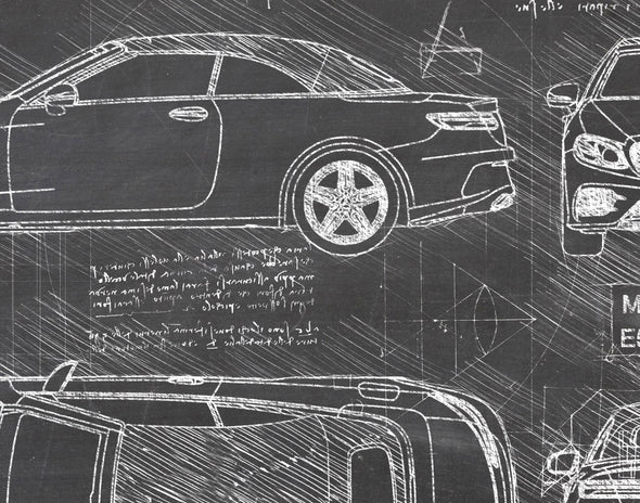 Mercedes-AMG E53 Convertible (2018-Present) da Vinci Sketch Art Print (#771)