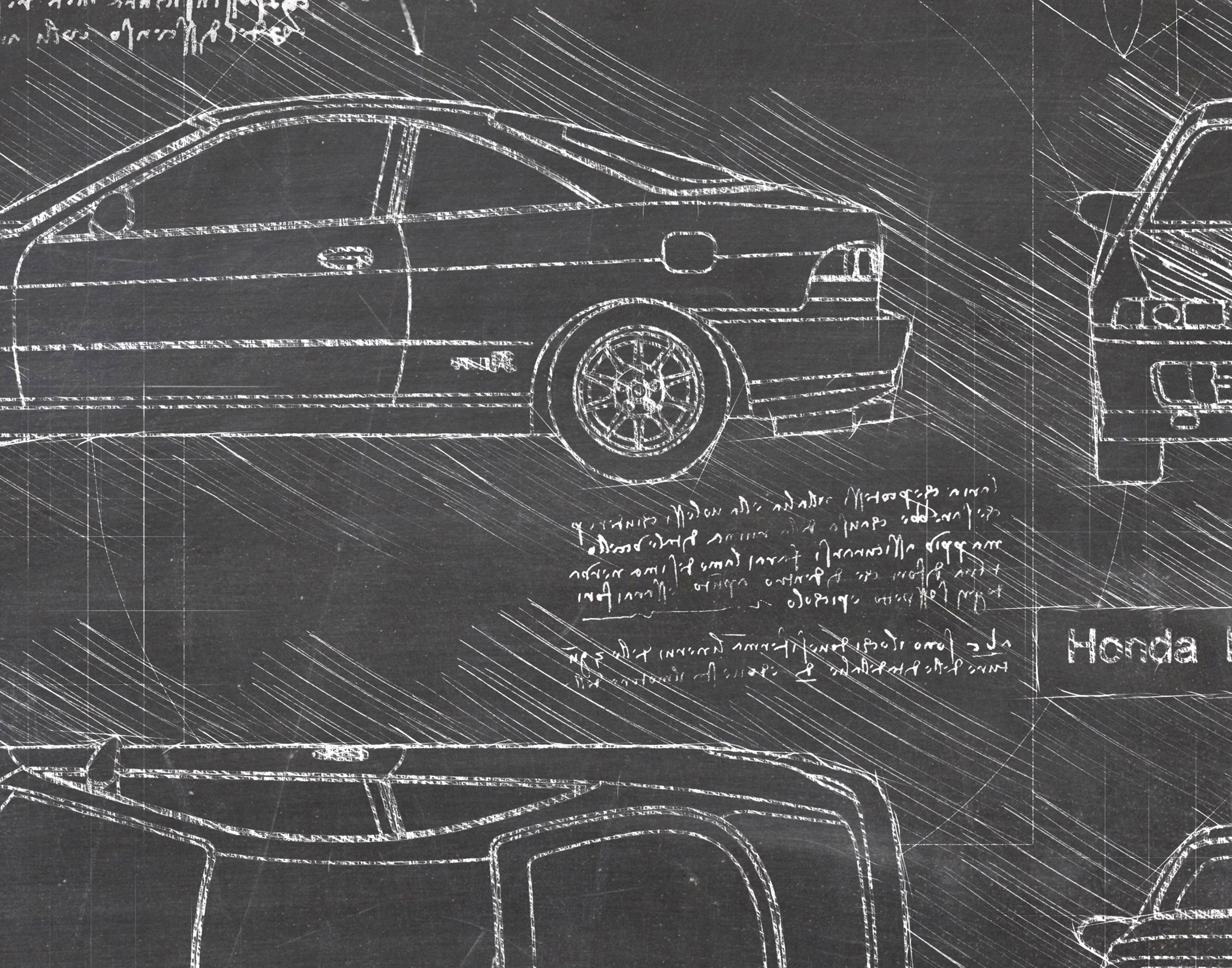 Honda Integra Type-R DC2 (1999) da Vinci Sketch Art Print | DolanPaperCo