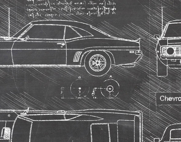 Chevrolet Camaro Yenko (1969) da Vinci Sketch Art Print (#761)