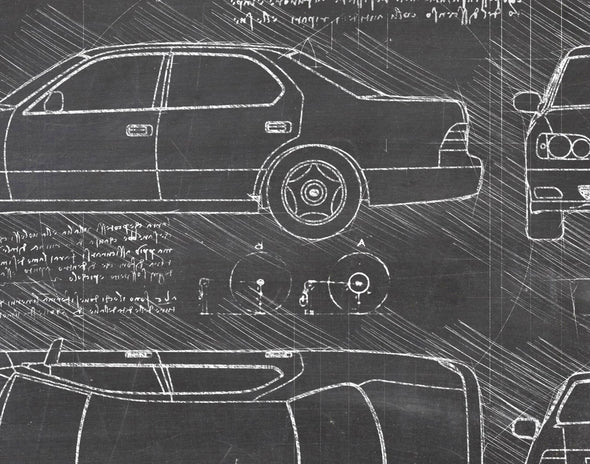 Lexus LS400 (1998-02) da Vinci Sketch Art Print (#886)