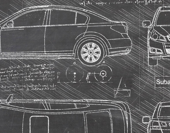Subaru Legacy GT (2010-14) da Vinci Sketch Art Print (#928)