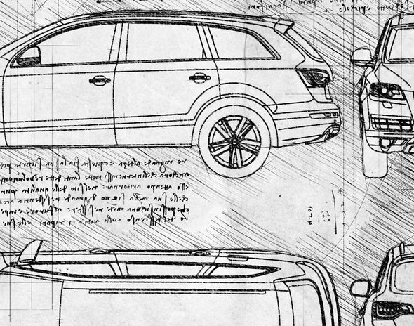 Audi Q7 (2007-15) da Vinci Sketch Art Print (#463)