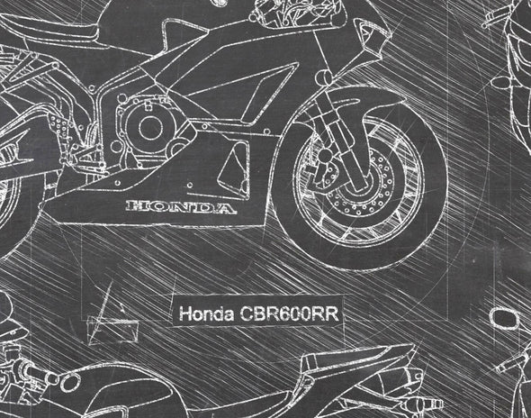 Honda CBR600RR (2013) da Vinci Sketch Art Print (#949)