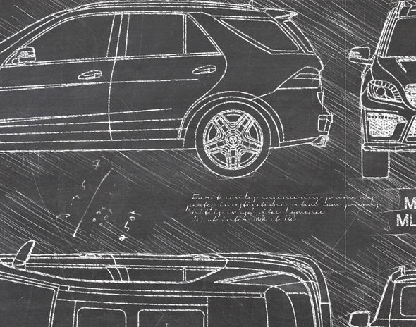 Mercedes-Benz ML63 AMG W166 (2012-Present) da Vinci Sketch Art Print (#753)
