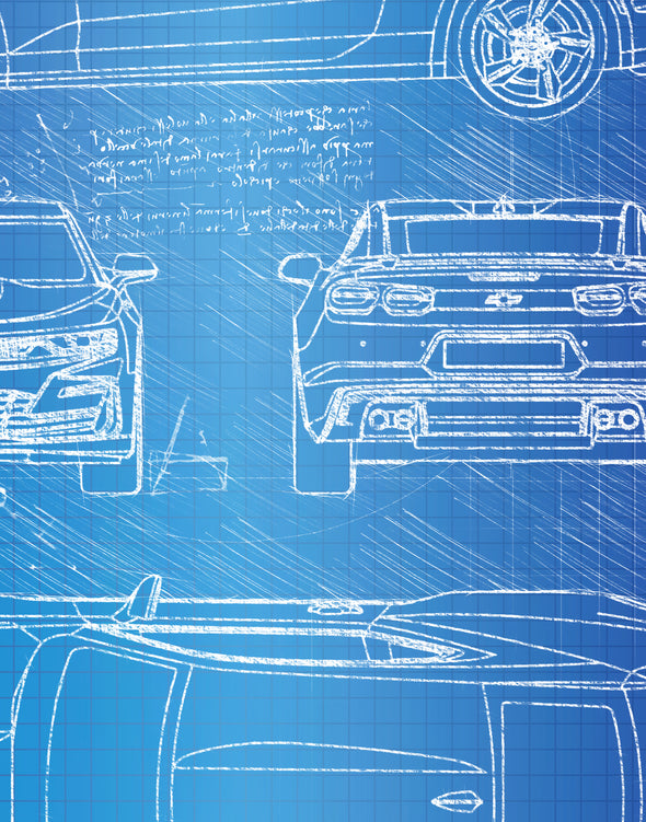 Chevrolet Camaro SS (2018-Present) da Vinci Sketch Art Print (#577)