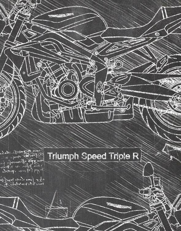 Triumph Speed Triple R (2017-Present) da Vinci Sketch Art Print (#678)