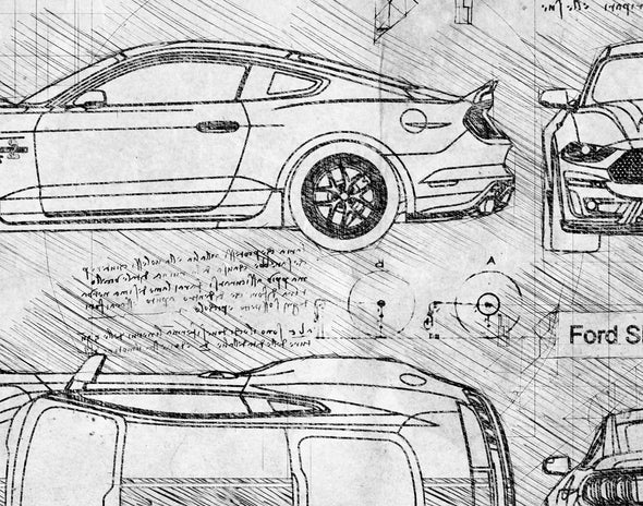 Ford Shelby SuperSnake (2020) da Vinci Sketch Art Print (#968)