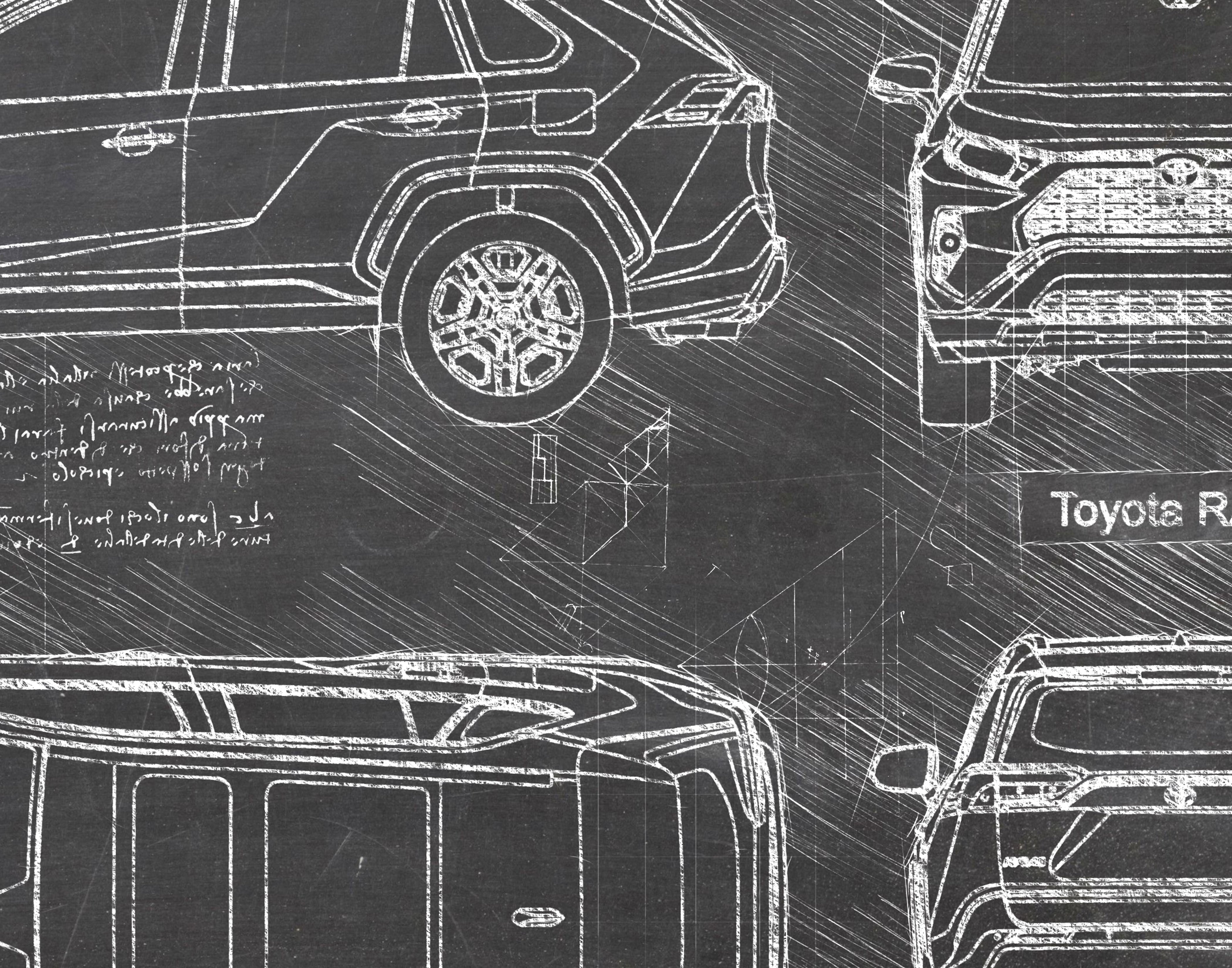 Toyota Rav4 Drawing Toyota RAV4 (2018) da Vinci Sketch Art Print | DolanPaperCo