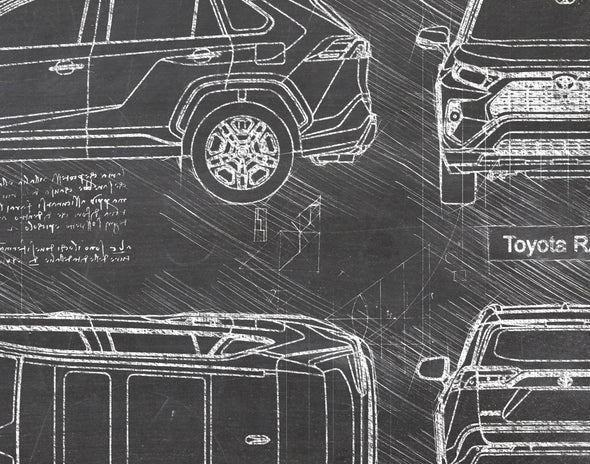 Toyota RAV4 (2018) da Vinci Sketch Art Print (#570)