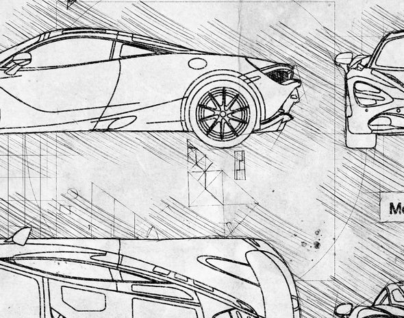 McLaren 720S (2016-Present) da Vinci Sketch Art Print (#951)