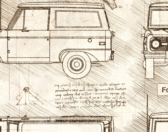 Ford Bronco (1966-77) da Vinci Sketch Art Print (#429)