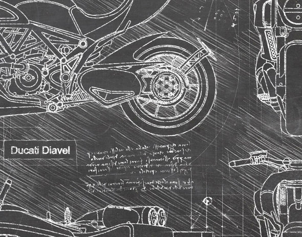 Ducati Diavel (2011) da Vinci Sketch Art Print (#636)