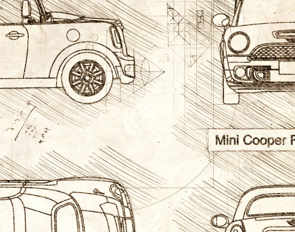 Mini Cooper Roadster R59 (2011-15) da Vinci Sketch Art Print (#746)