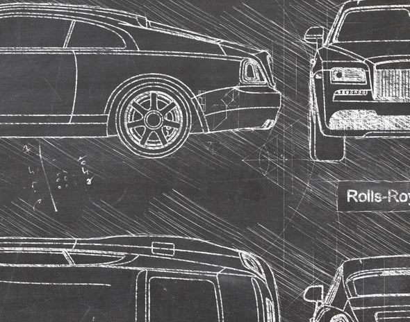 Rolls-Royce Wraith (2013-Present) da Vinci Sketch Art Print (#720)