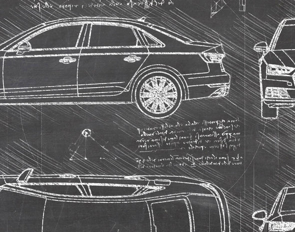 Audi A4 (2018-19) da Vinci Sketch Art Print (#690)