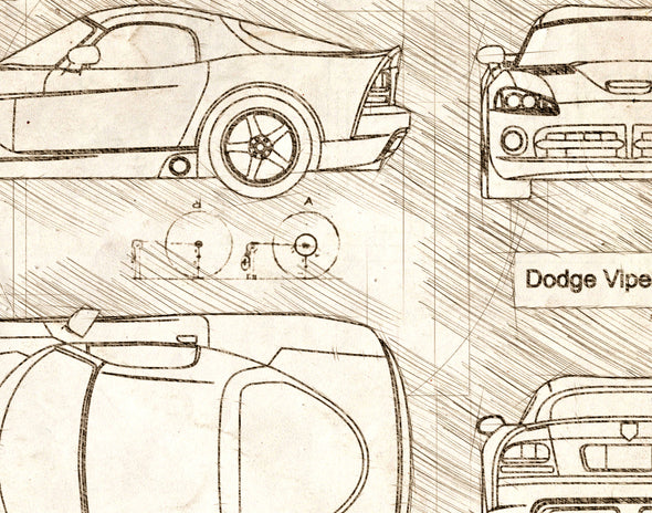 Dodge Viper SRT10 (2008-10) da Vinci Sketch Art Print (#777)