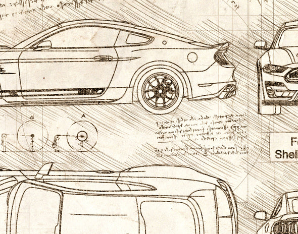Ford Mustang Shelby Super Snake (2018) da Vinci Sketch Art Print (#434)