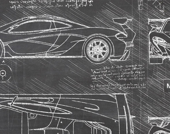 McLaren P1 LM (2018) da Vinci Sketch Art Print (#420)