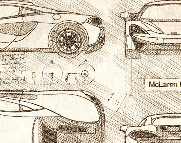 McLaren 540C (2016-18) da Vinci Sketch Art Print (#732)