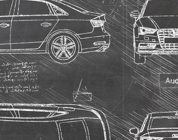 Audi A3 (2013-16) da Vinci Sketch Art Print (#655)