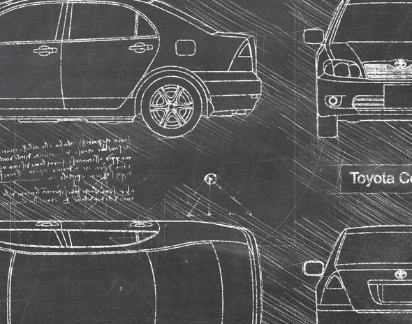 Toyota Corolla (2000-06) da Vinci Sketch Art Print (#773)