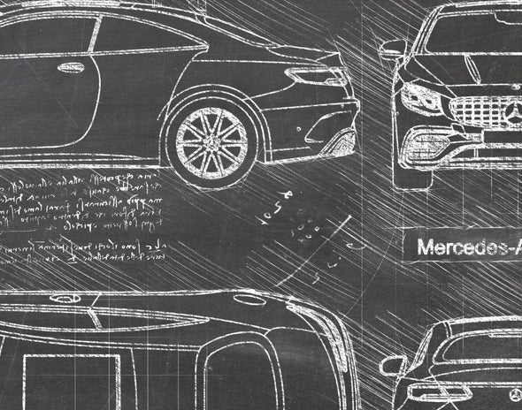 Mercedes AMG S63 (2018-Present) da Vinci Sketch Art Print (#707)