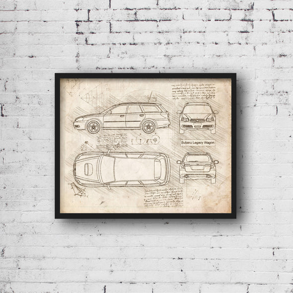 Subaru Legacy Wagon (2003-09) da Vinci Sketch Art Print (#925)